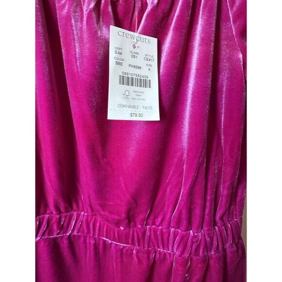 J. Crew Crewcuts Girl's Size 4 Velvet Jumpsuit Romper Pantsuit In Berry $80 NWT - Picture 6 of 13